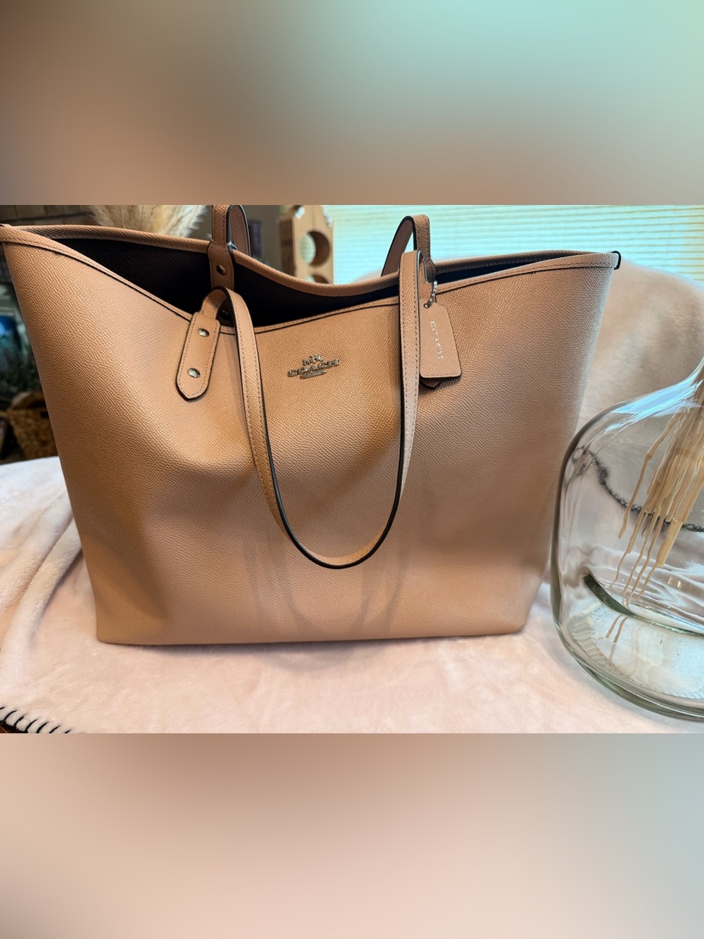 Coach Pebble Leather Tote in Saddle Brown